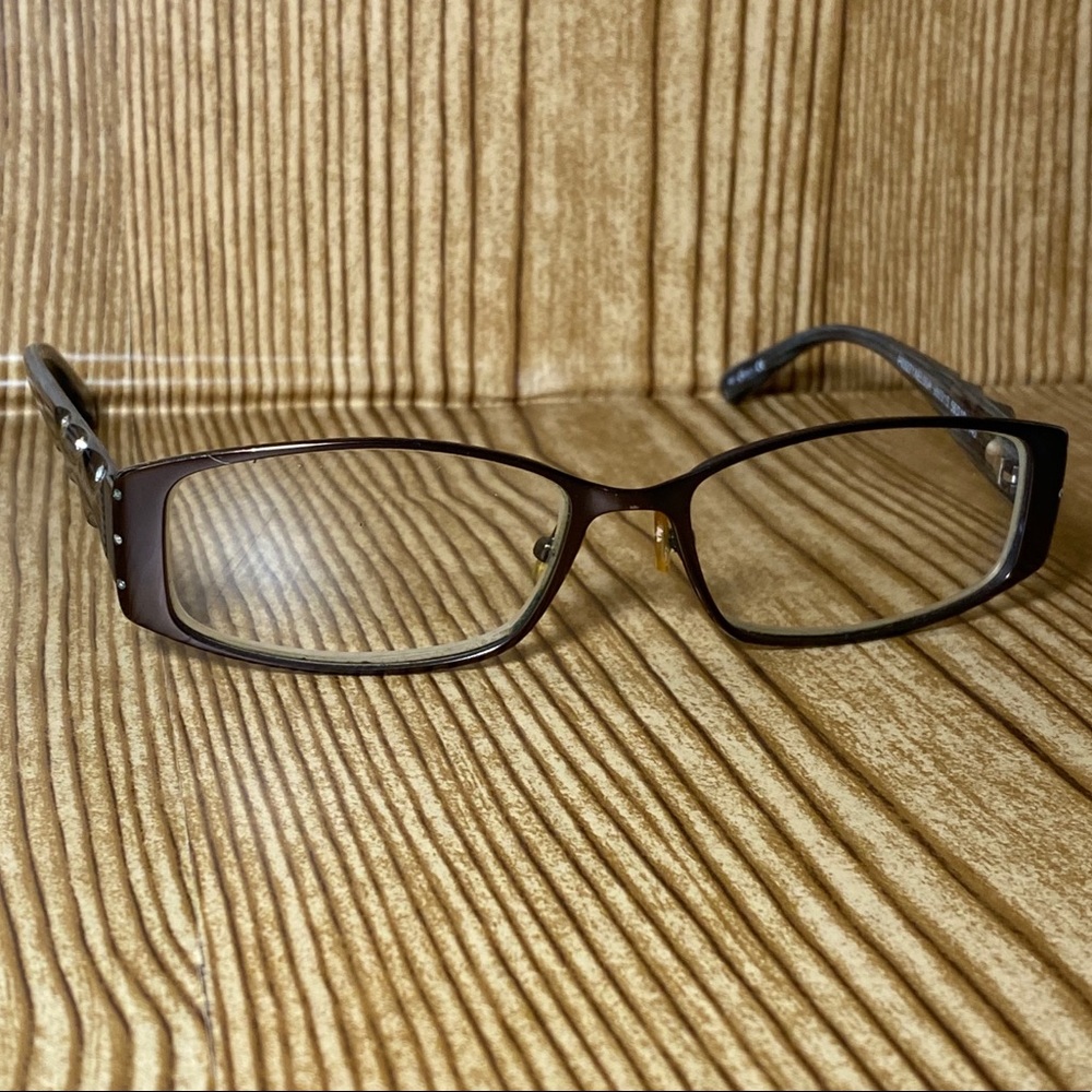 Rhinestone Glasses Frames Brown in Good Condition